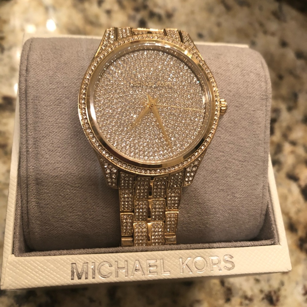 Gold Bling Michael Kors Womens Watch Brand New